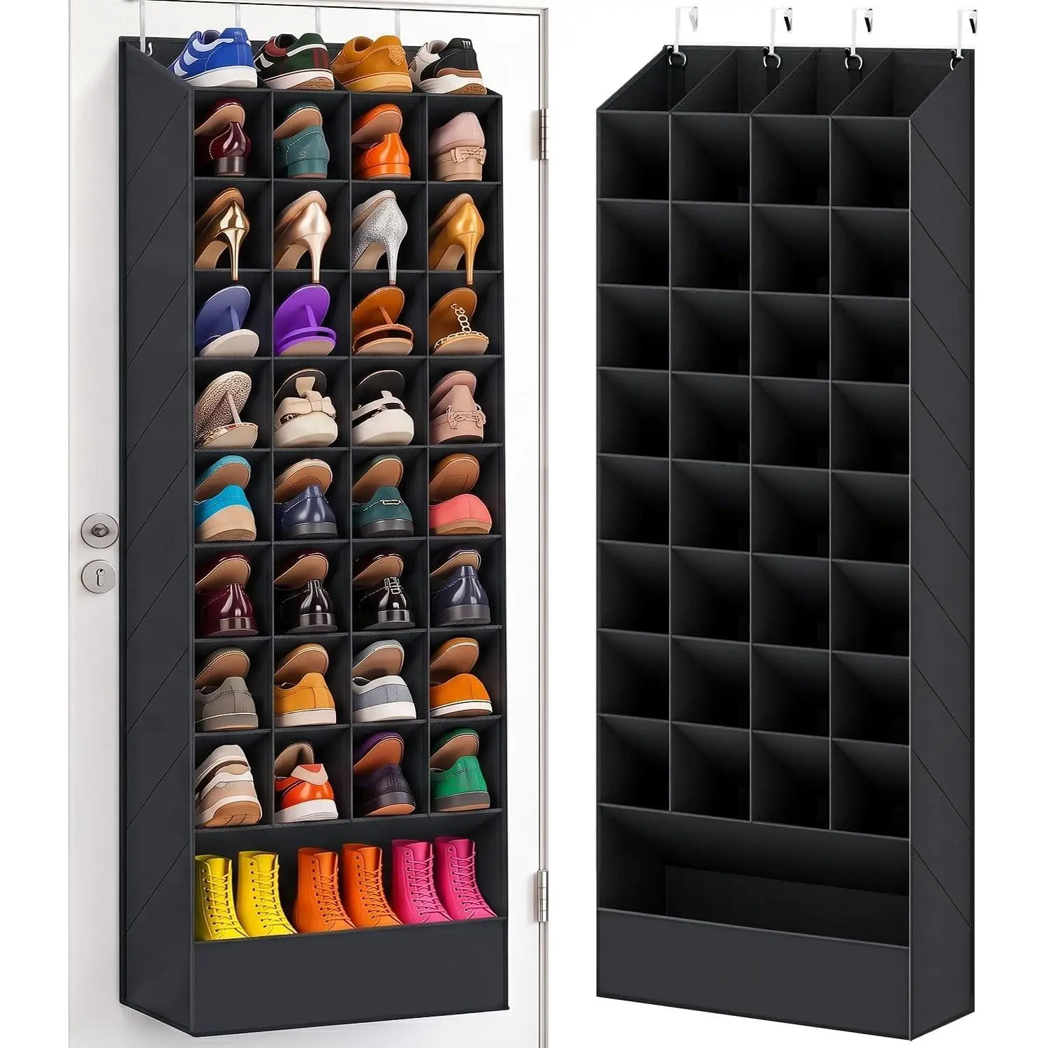 30-40 Pairs Over the Door Shoe Organizer, 40 Breathable Pockets  Shoe Storage for Closet, 10-Tier Door Shoes Rack,  Shoes Holder Fit  Family's Sneakers, Boots