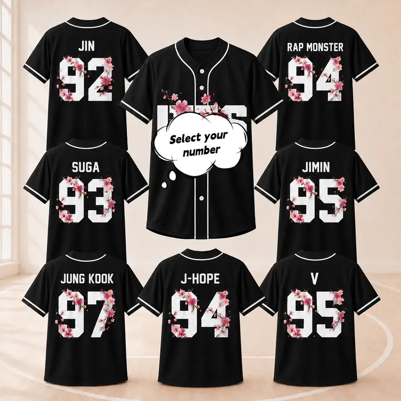 KPOP Idol 2026 Concert Baseball Jersey for Youth Adults, 97 95 Select Your Number, Athletic Tee Concert Outfit for Men and Women, Gift for Fans