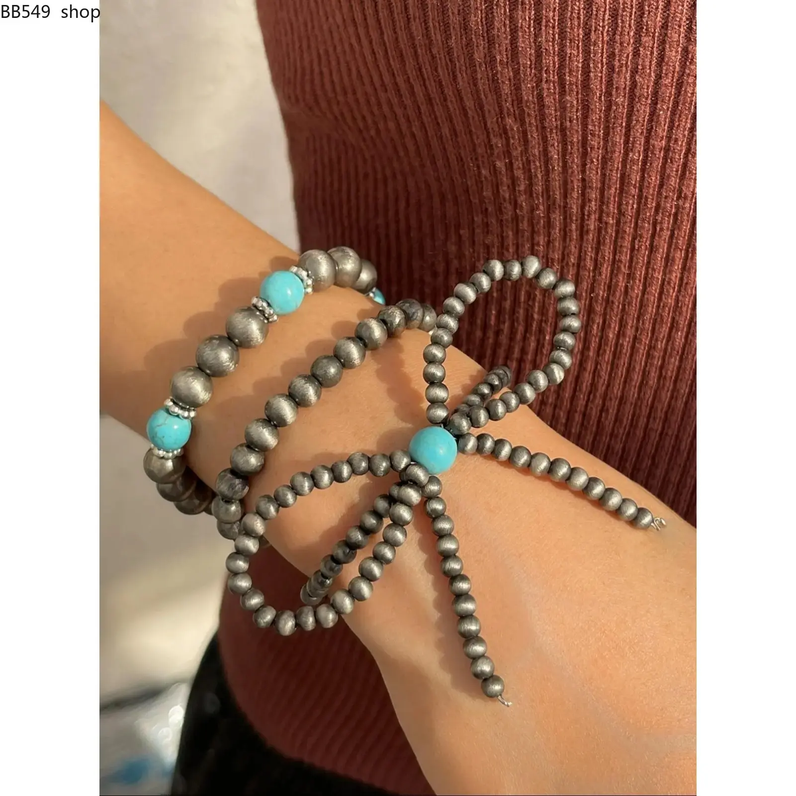 Vintage Simple Style Beaded Bracelet Set, Fashion Turquoise Decorated Jewelry for Party, Daily Clothing Decor, Trendy All-match & Exquisite Jewelry for Birthday Gift, High Quality Bracelet