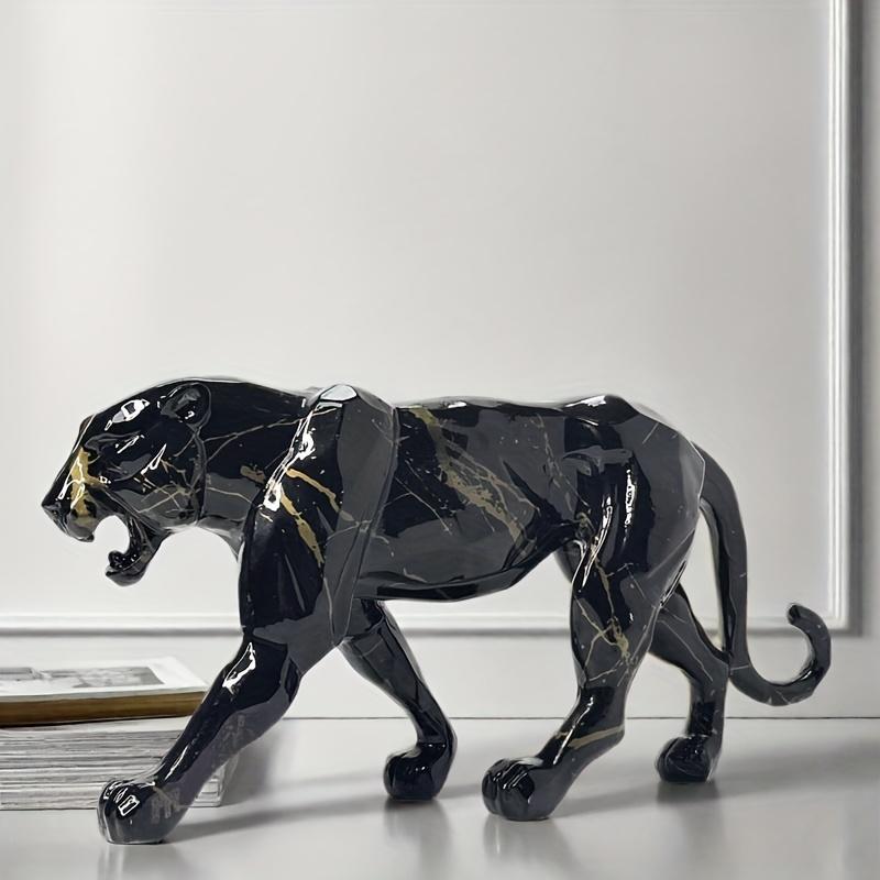 1pc Contemporary Black and Golden Leopard Sculpture - Glossy Resin Statue for Living Room, Bedroom, Office Decor Ideal Gift Easter, Father's Day, Mother's Valentine's Housewarming, Statues Home