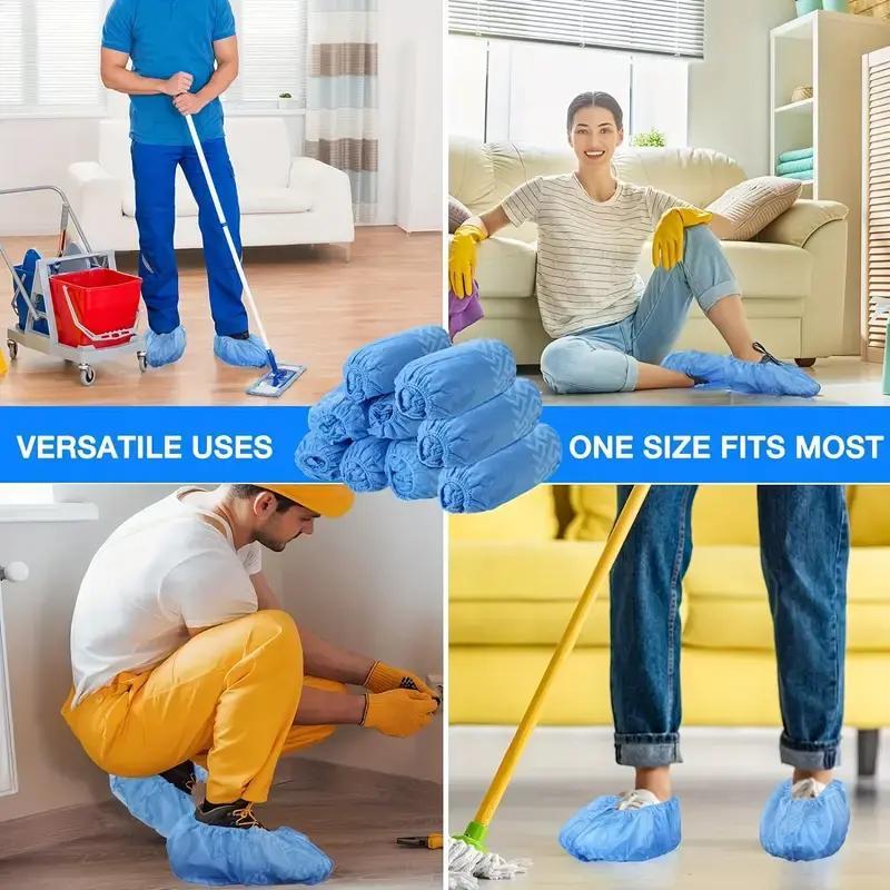 50pcs Non-Woven Shoe Covers, Breathable and Slip-Resistant, Waterproof and Dustproof, Durable Adult Size for Home Visits and Outdoor Use