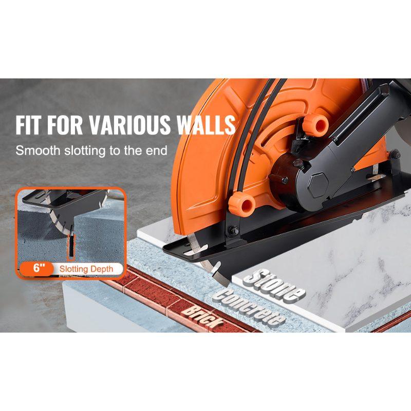VEVOR Electric Concrete Saw, 16 in, 3200 W Motor Circular Saw Cutter with Max. 6 in Adjustable Cutting Depth, Wet Disk Saw Cutter Includes Water Line, Pump and Blade, for Stone, Brick