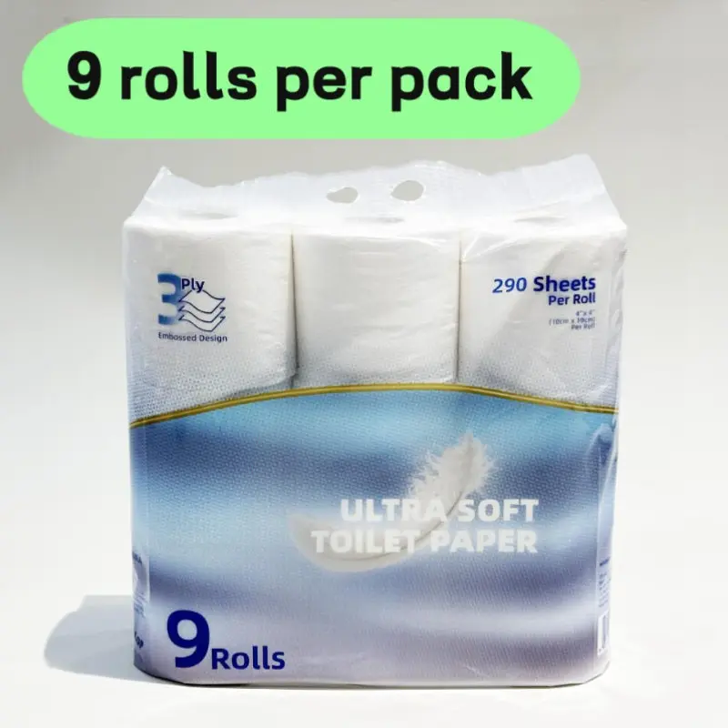 9 Rolls Soft Plush Thickened Toilet Paper, Three-Layer Unfragranced Luxury Quilted Toilet Paper, Personal Use, Enhanced Absorbency
