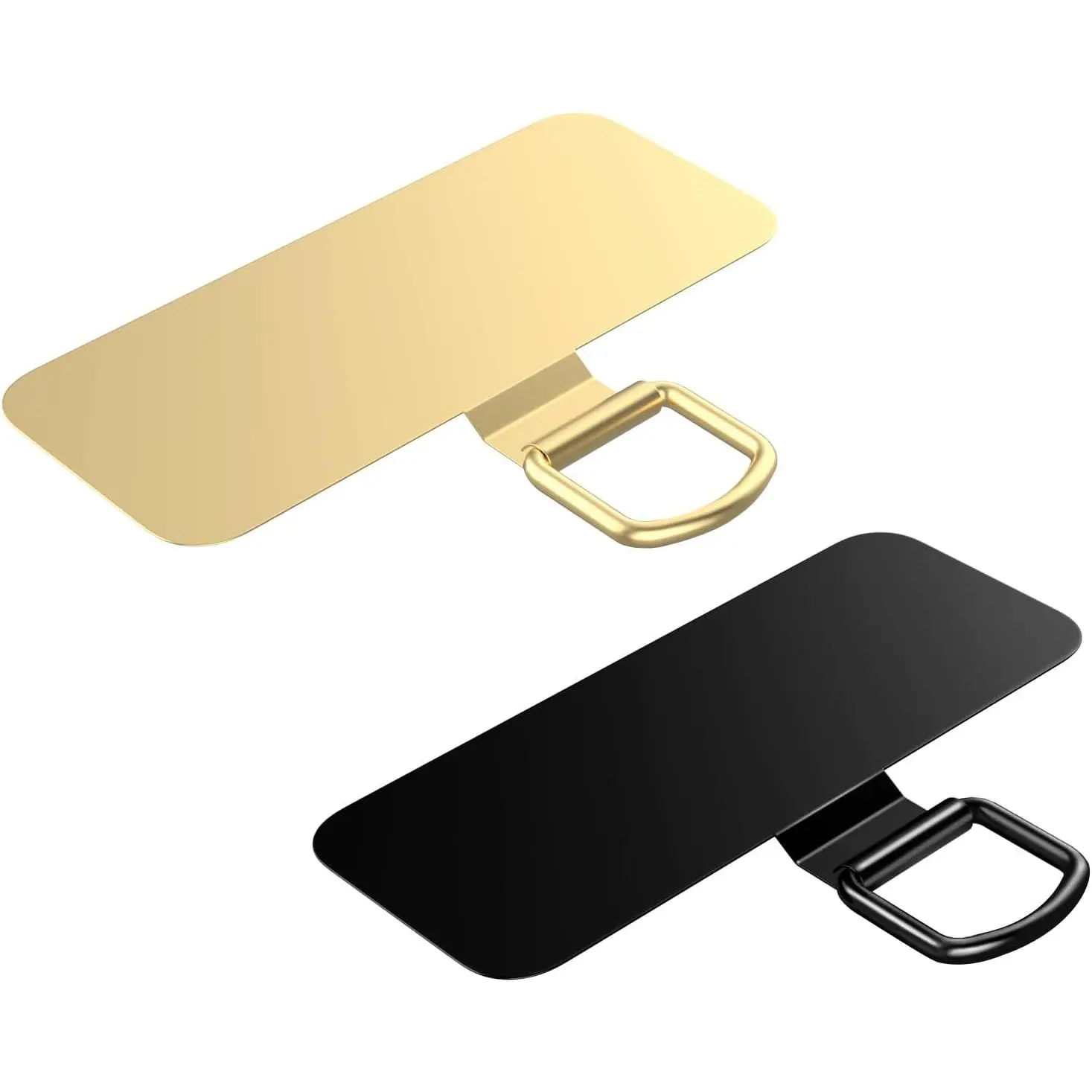 Phone Tether Tab 2 Pack, Cellphone Lanyard Patch Ultra-thin Stainless Steel Universal Cellphone Tether Tab Phone Lanyard,  with iPhone 16 & Most Smartphone, Black & Gold