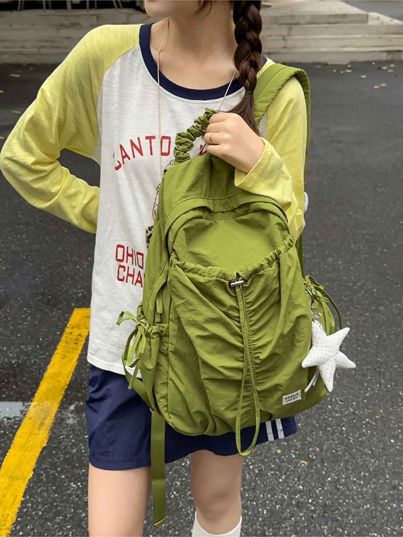 2026 Foldable Drawstring Backpack, Lightweight Nylon School Bag, Large Capacity Student Bookbag, Casual Outdoor Travel Bag, Collapsible Backpack