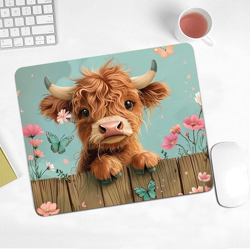 Cute Cartoon Cow & Flower Pattern Mouse Pad, Rectangle Gaming Mouse Pad, Non-slip Rubber Base Mouse Pad, for Home Office Desk Decorative Cute Cartoon Cow & Flower Pattern Mouse Pad, Rectangle Gaming Mouse Pad, Non-slip Rubber Base Mouse Pad, for Home Office Desk Decorative