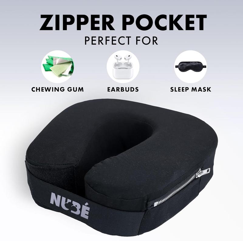 Travel  Pillow  Ultra Lightweight & Comfortable Memory  with Zipper Storage for Airplane,  & Home Travel Accessory for  &  with Cooling, Breathable & Washable Fabric (Black)