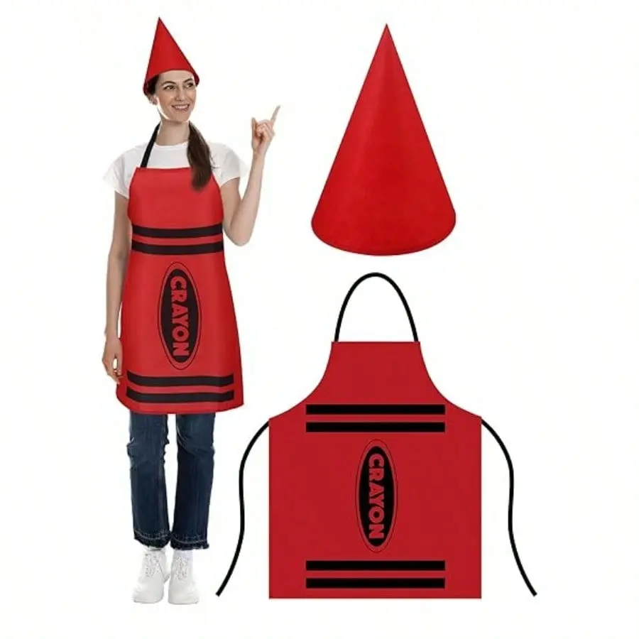 1pc/8pcs Crayon Apron And Funny Gnome Cone Hats For Costume Set For Adults Fancy Dress Outfit Halloween Cosplay Dress Up