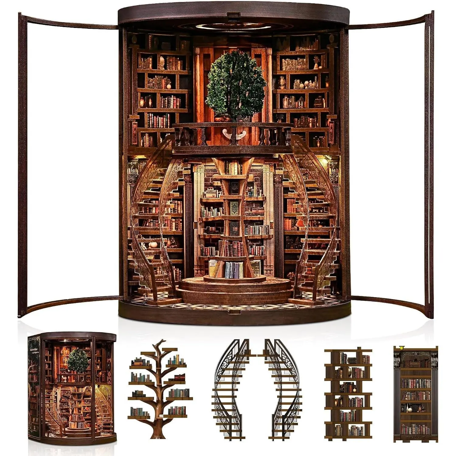 CRIOLPO Book Nook Kits DIY Miniature House Kit with LED Lights for Adults