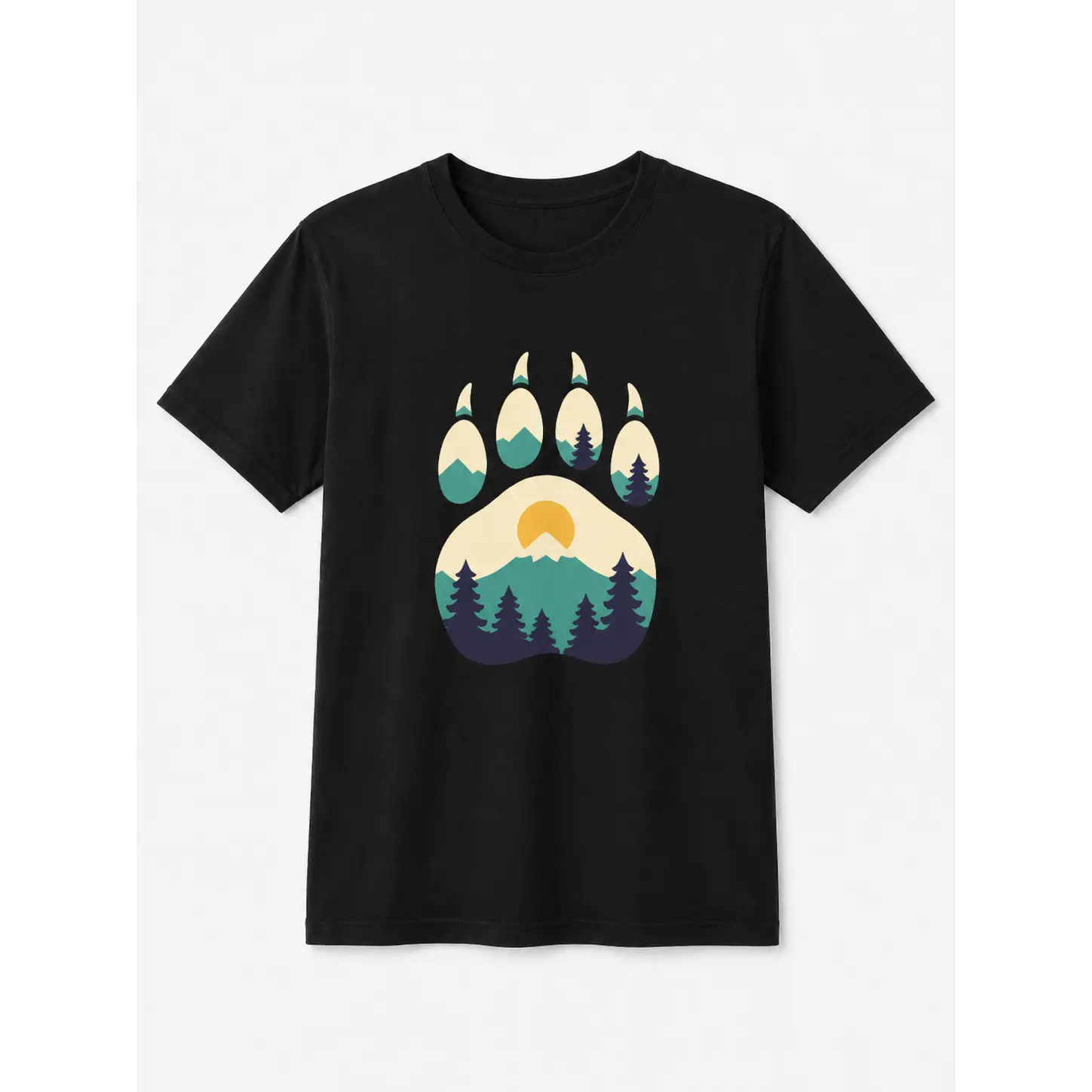 Bear Paw Mountain Landscape T-Shirt, Nature Inspired Graphic Tee for Outdoor Lovers, Hiking Camping Unisex Short Sleeve Shirt, Wilderness Gift