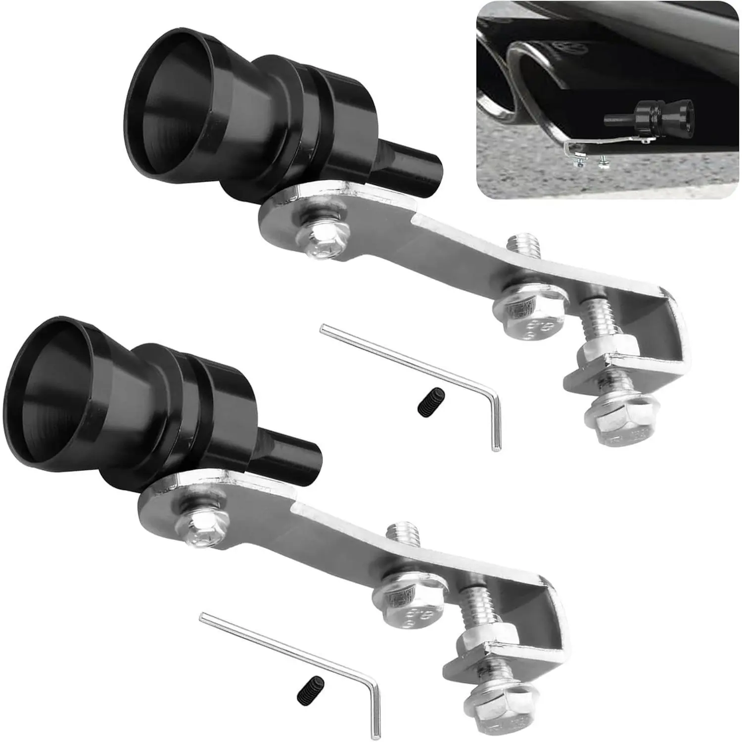 2 PCS Car Turbo Whistle, Exhaust Muffler Pipe Whistle, Turbo Sound Whistle Exhaust Muffler, Aluminum Car Turbo Sound Simulator, Universal Modification Accessories for Most Cars (Black #M)