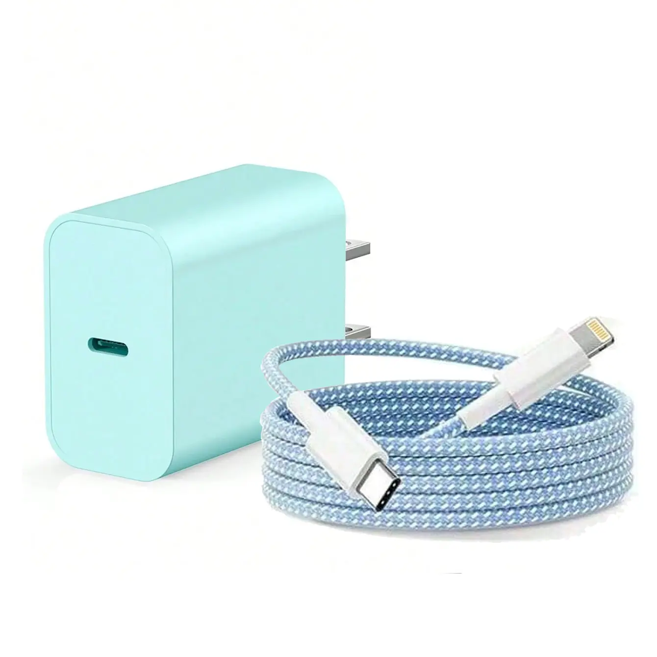 1 Set Colorful 20W PD Fast Charger Kit - 20W Wall Charger Adapter + 3.3ft/100cm Braided Fast Charging Data Cable, Compatible With IPhone 14 Pro Max/14 Pro/14 Plus/14/13/12/11/XS/XR/8/7/6, IPad Series