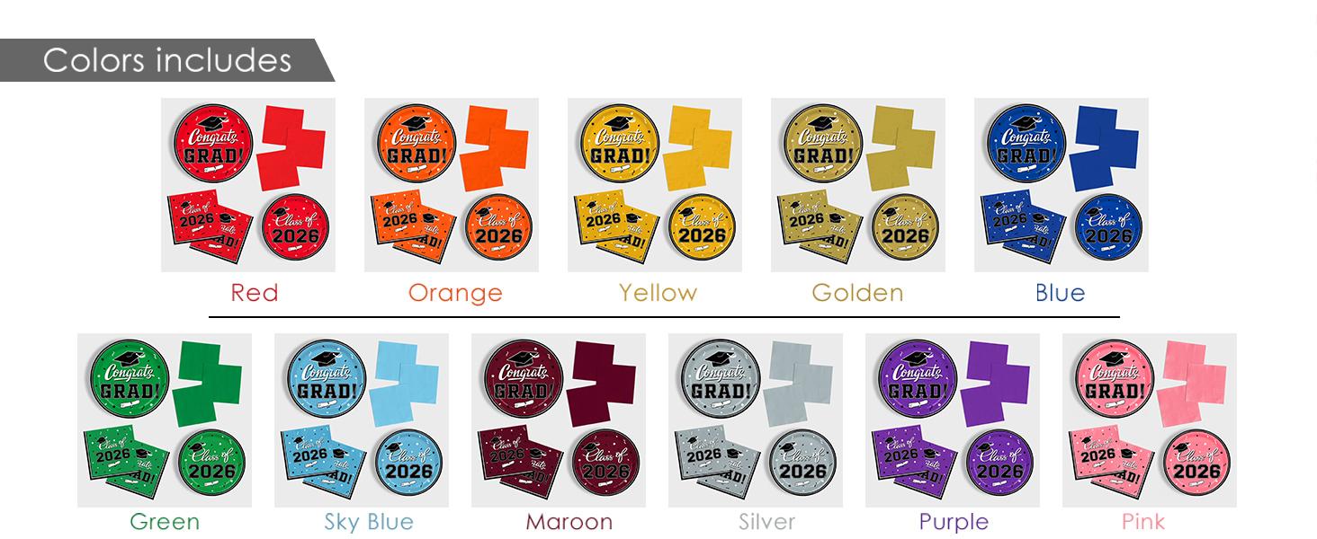 Graduation decorations 2026 Graduation Party Plates and Napkins Red Disposable Paper Plates Luncheon Napkins Cocktail Napkins for Congrats Grad Party Decorations, Serve 50