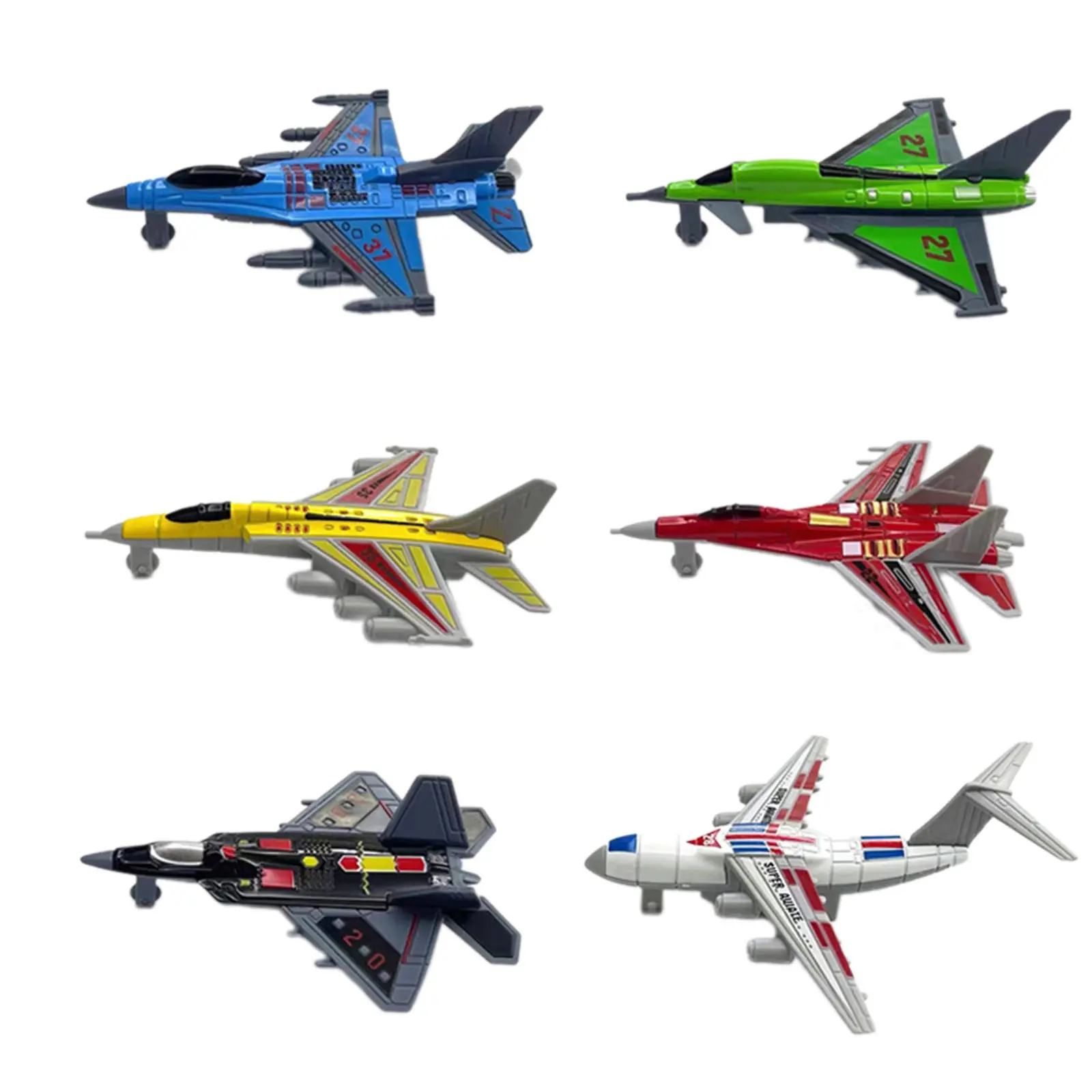 Alloy Plane Model Toy Set, Unisex Bricks & Parts, Blue Colors, 6 Pieces Pack, Realistic Simulation