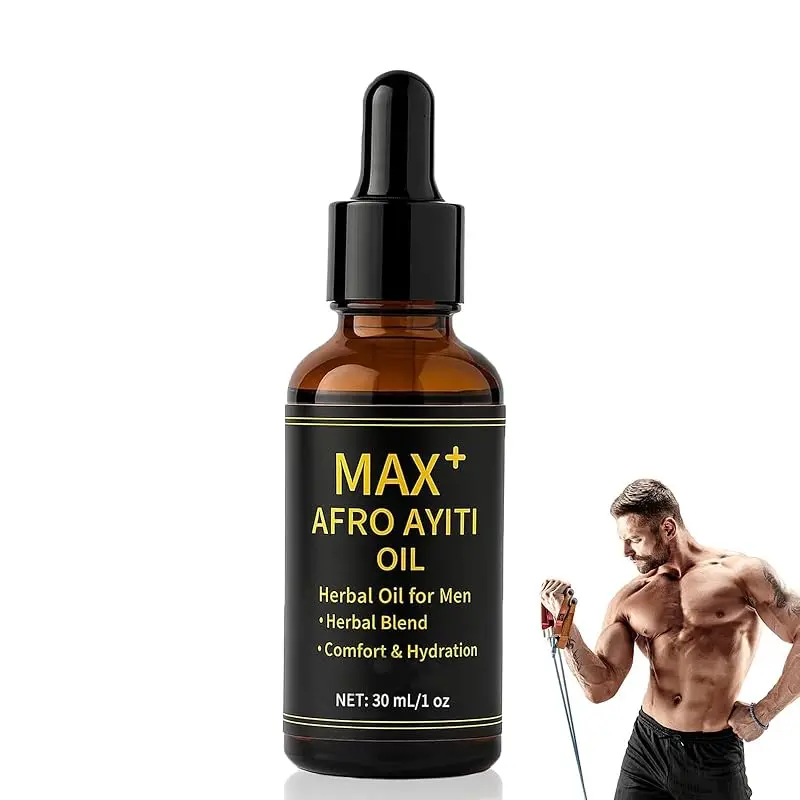 Max+ Afro Ayiti Oil - Natural Herbal Massage Oil for Men's Skincare & Body Care, 30ml Single Item, No Others Included