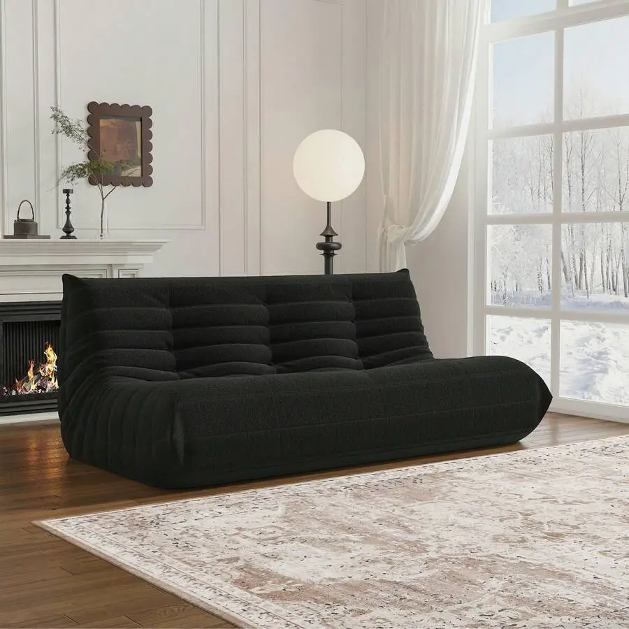 Light Luxury Minimalism Armless Floor Lounge Chair Sofa, Bean Bag Fireplace Chair, Durable And Comfortable Floor Lounge Chair, Plush Teddy Fleece Memory Foam Compressed Foam Self-Expanding Ergonomic Chair
