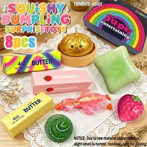 8pcs Rainbow Candy Stress Relief Toys, Cute Unicorn Buns, Soft Butter Sticks, Anxiety Relief, Tpr Material, Holiday Gift Idea