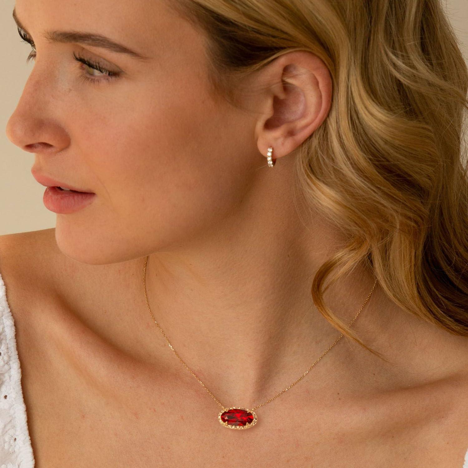 European and American cross-border best-selling necklace with colorful zircon and natural stone, oval collarbone chain, fashionable and trendy niche personalized jewelry