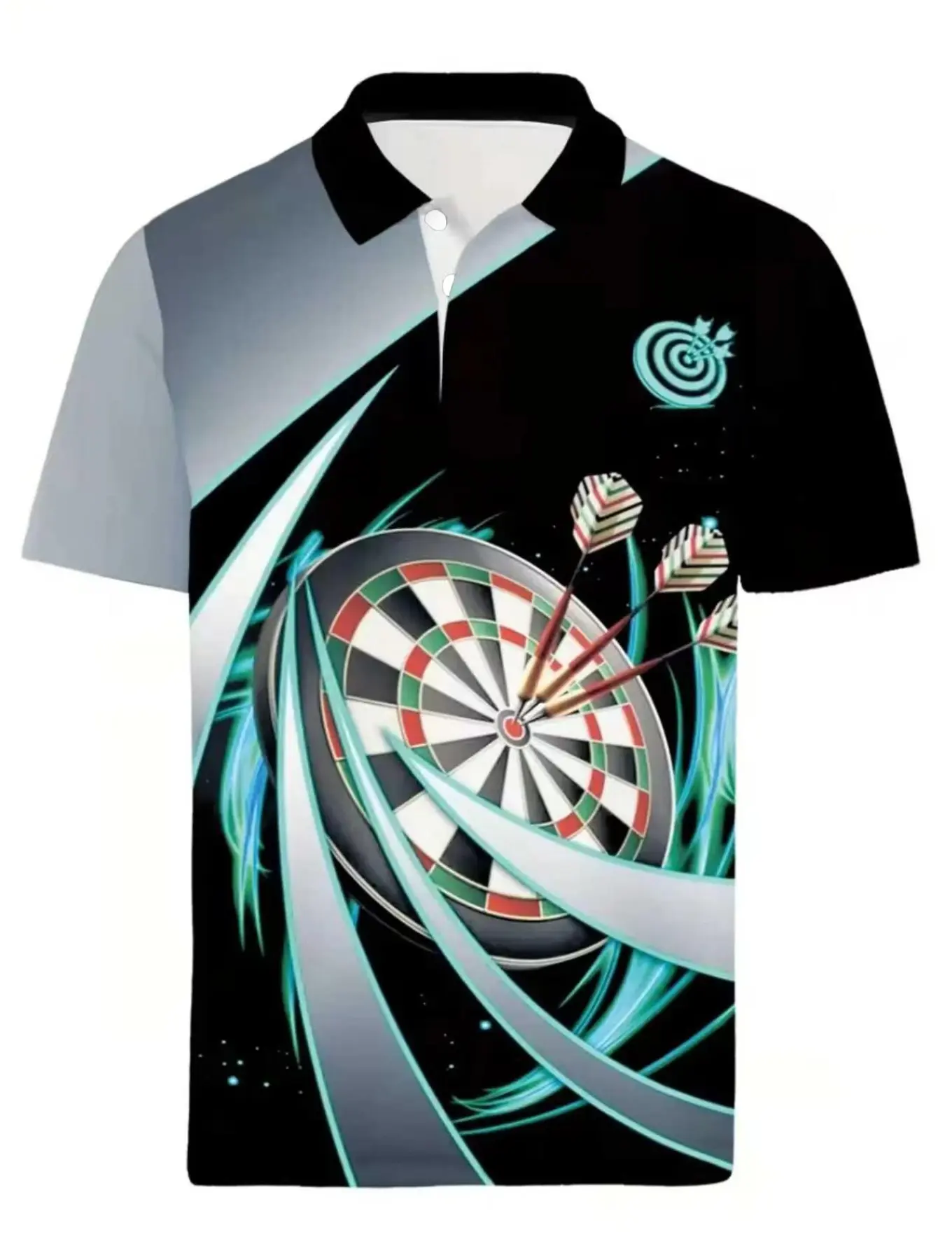 Tornado Dart Design Print Summer Men's Casual Short Sleeve Polo Shirt, All over Print, Fitted Style, All Seasons Wear