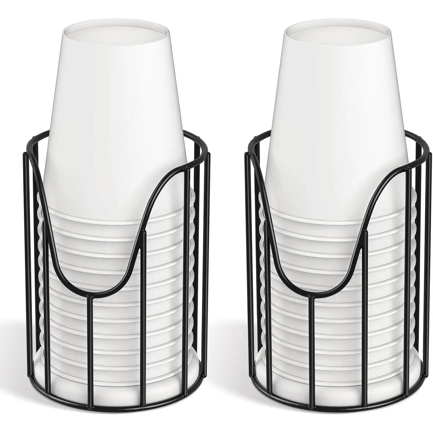 Bathroom Cup Dispenser, 3-5oz Dixie Cup Dispenser, Metal Dixie Cup Holder, Disposable Paper Cup Holder for Bathroom, Cotton Pad Holder, Guest Bathroom Essentials, Black, 2 Pack