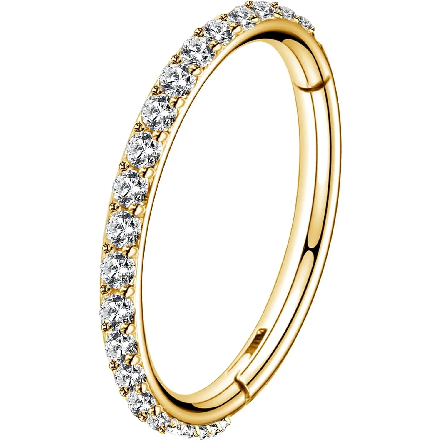 Hinged Segment Earring Hoop 16G Stainless Steel with Cartilage Earrings Clear CZ Paved Tragus Helix Earrings Cartilage Earring Septum Nose Ring Hoop