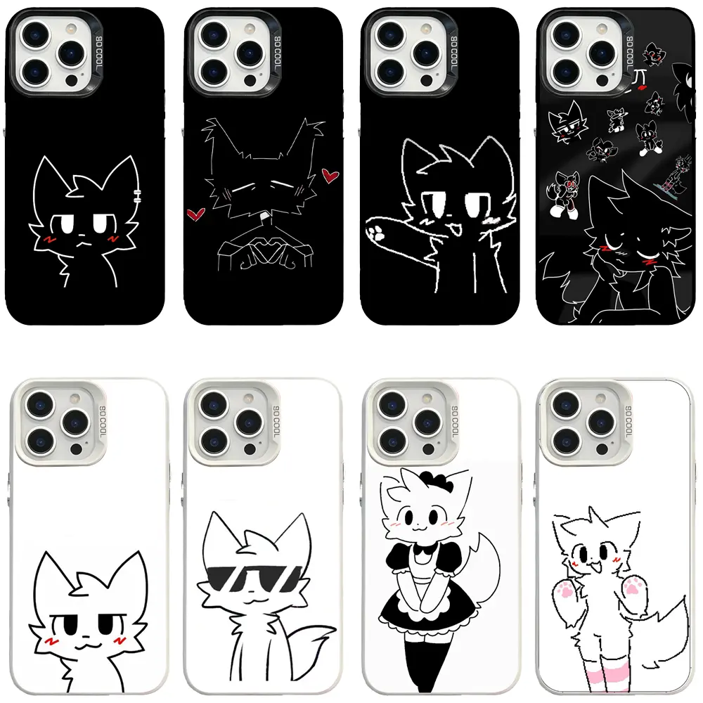 Affordable Fashion Crash-Proof Dustproof Scratch-Resistant Minimalist Line Art Furry Wolf Cartoon Print Phone Case for iPhone 17,16,15,14,13,12,11 Pro Max Plus Air & Samsung S23,S24,S25,S26 - Ideal for Furry Fans as Birthday Holiday Gifts, Smartphone, Han