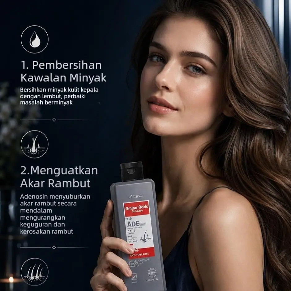 Herbal Ginseng & Thuja Orientalis Shampoo, Refreshing & Volumizing, 350g, Sls-Free, Non-Sticky, Long-Lasting Fragrance, Halal Certified