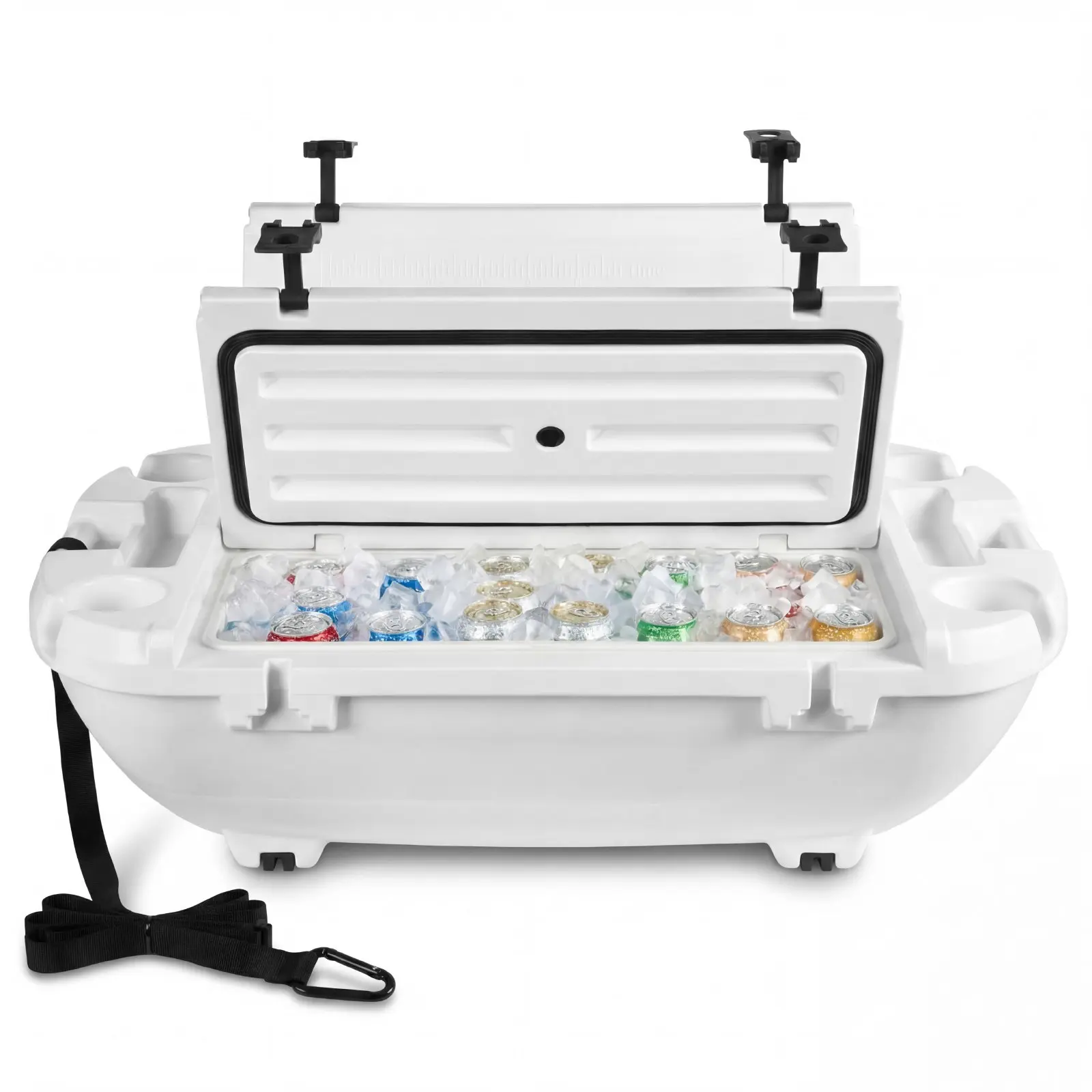 Floating Cooler, 40 QT Floating Ice Chest with Dry Storage Tow Rope, Premium LLDPE Amphibious Drink Cooler for Water Land, Cruise Smoothly Stable on Lake, River, Pool, Beach, Kayak, White