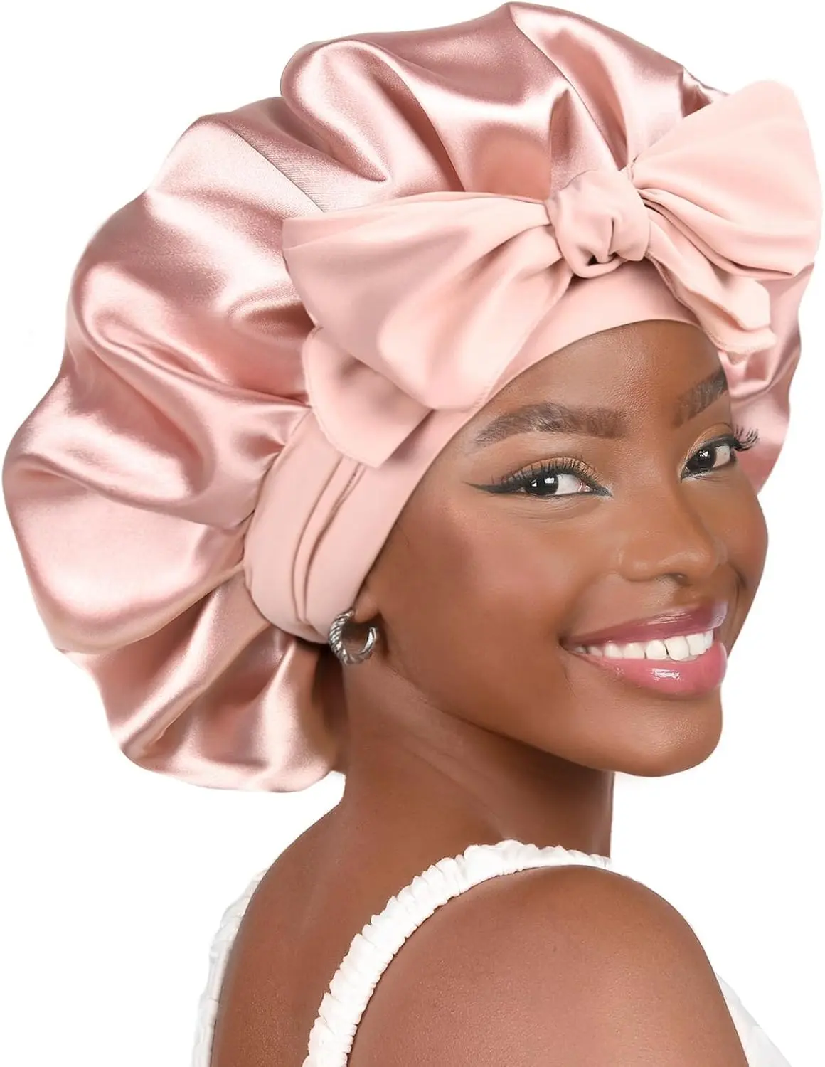 Adjustable Silk Bonnet for Sleeping Women Double Layer Satin Bonnet Reduce Friction Prevent Frizz Curly Hair