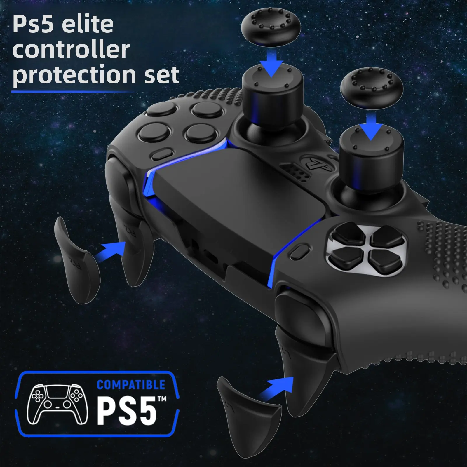 Suitable for PS5 SLIM Elite Pro controller silicone protective cover, trigger button shell, joystick cap, gaming accessories