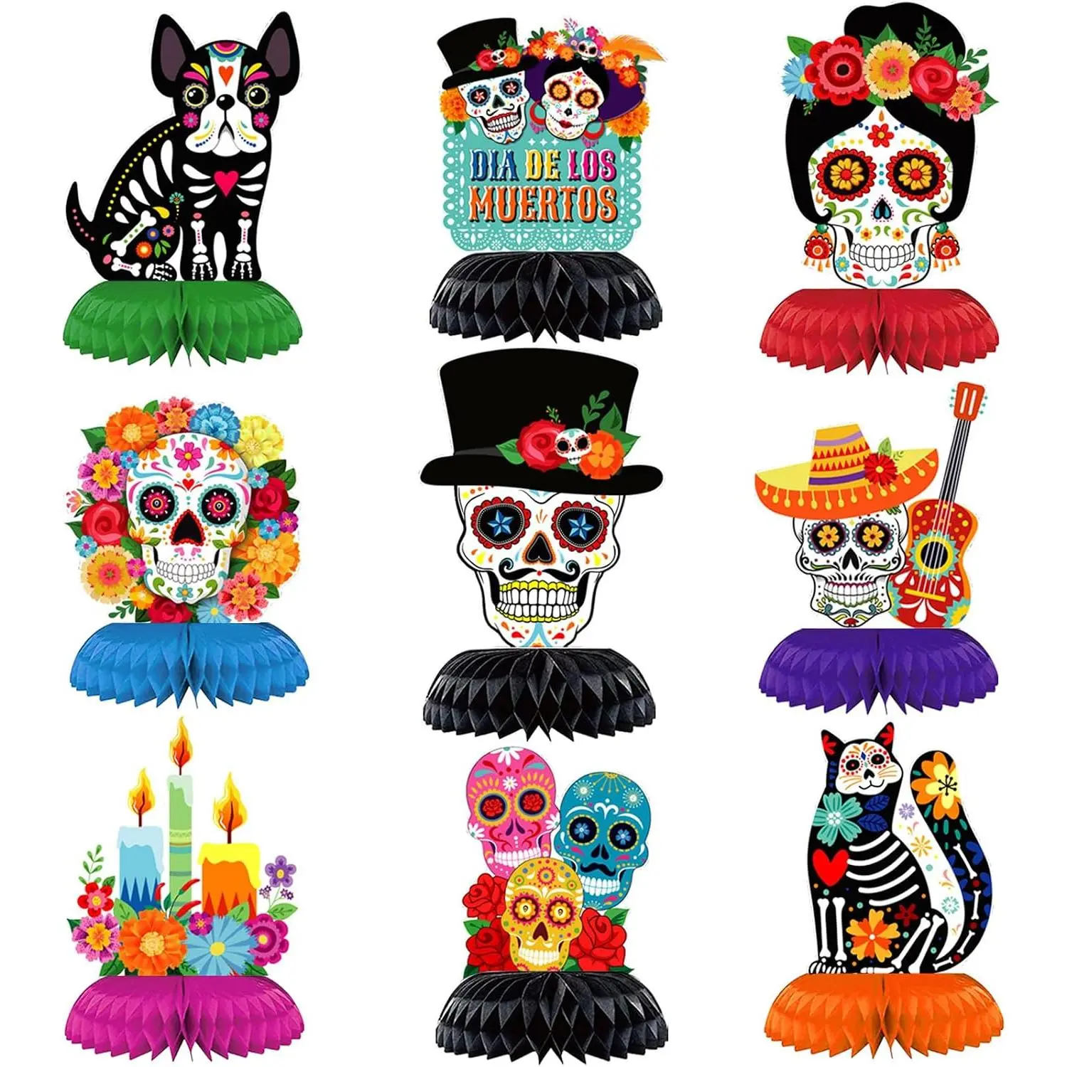 Day of The  Decorations 9 count Dia De Los Muertos  Table | Toppers Cutouts Sugar Skull  Centerpieces Day of the  Decor Mexican Party Supplies