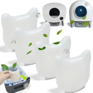 4 Pack Deodorizer for Cumrige Self Cleaning Litter Box, Odor Eliminator Compatible with Fumoi Automatic Cat Litter Box, Cute Cat Shaped Design with Camellia Flower Scent Fragrance Refills