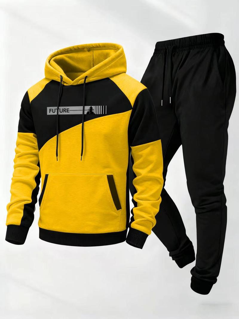 Men's Red & Black Hooded Sports Suit with Digital Print - Two-Piece Set for Daily Streetwear & Sports Sweatsuit Outfits Sweatsuit Loose Sporty Comfy Breathable