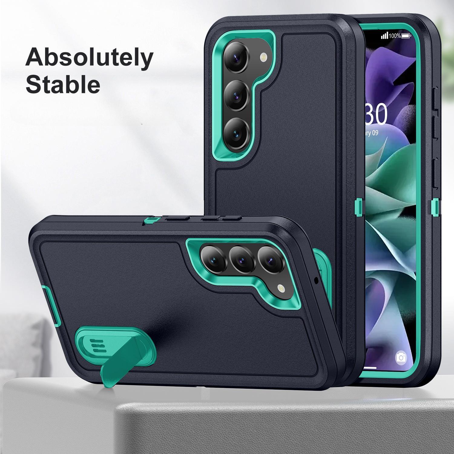 Protective Phone Case with Built-in Kickstand for Samsung Galaxy S24 Ultra 5G, Heavy Duty Rugged Shockproof Defender Cover