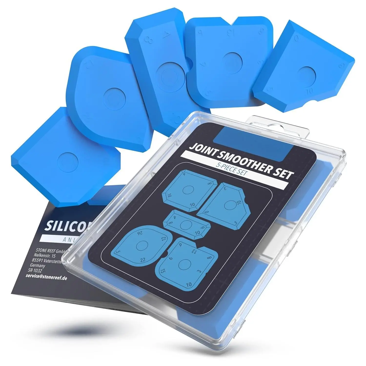 5-Piece Compact Synthetic Caulking Tool Set - Multi-Angle Sealant Finishing Kit with Caulk Remover, Grout Scraper, Applicator for Bathroom, Kitchen, Tile Joints | Home Improvement Professional Tool