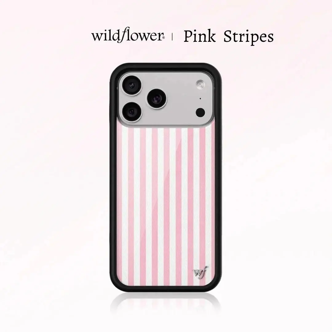 Wildflower ins Pink Stripes Phone Case for iPhone 11 12 13 14 15 16 17 Pro Max Plus Air model Cute Streak WF Cover Cases Fundas original hd clarity stary night shockproof skin-friendly touch soft cover country music fan gift