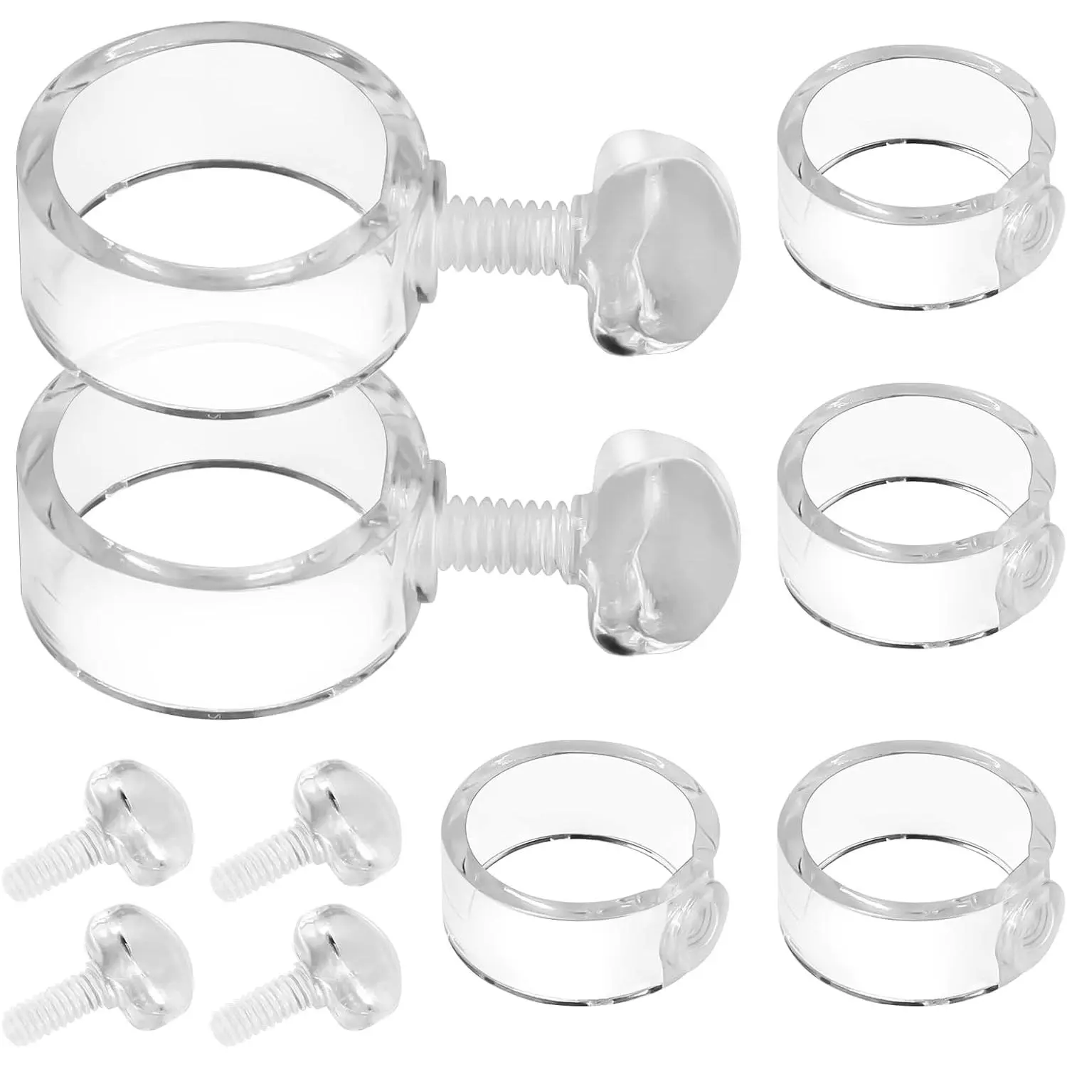 6 Pack 1-Inch EZ-Mount Flag Rings, Adjustable Plastic Flag Pole Ring | Rotating Anti Winding Flag Mounting Ring,Easy Mount Flag Holder Accessories ,Plastic Flagpole Mounting Rings with Clips