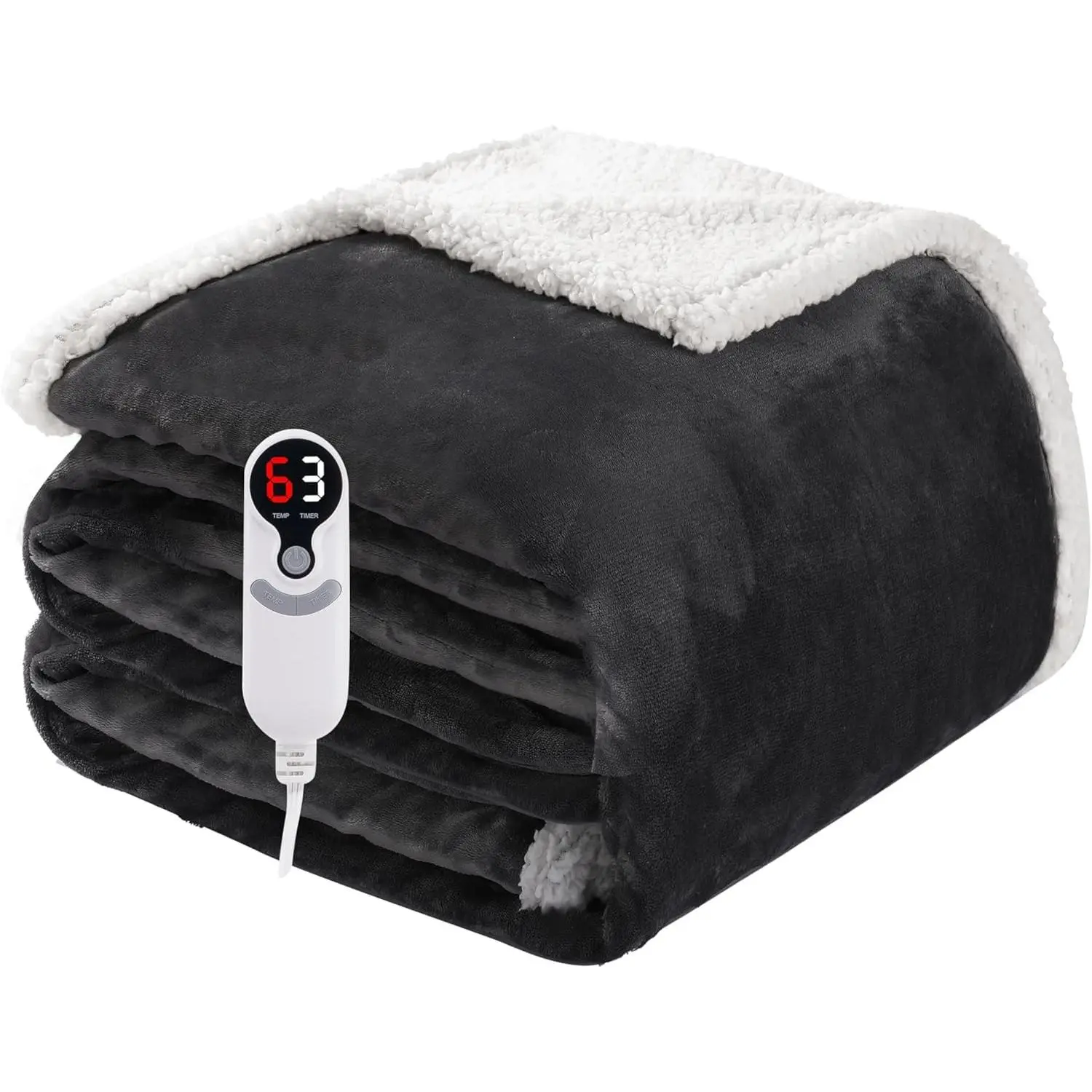 Electric Heated Blanket Full Size 72"x84" Soft Flannel with Overheat Protection 9 Adjustable Heat Settings 10-Hour Auto-Off Timer Fast Heating for Winter Comfort for Couch & Bed Dark Gray