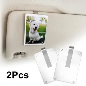 2Pcs Car Visor Clips Acrylic Photo Holder Frame Magnetic Personalized Picture Frame Display for Auto Interior Decoration
