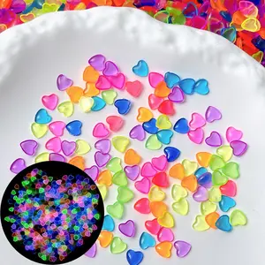Glow-In-The-Dark Mini Heart Nail Art Decorations, Jelly Transparent Small Hearts, Premium Glow-in-the-Dark Heart Nail Charms, Fluorescent Jelly Cabochons for Manicure & Crafts，DIY Cream Glue Phone Case Hair Clip Accessories