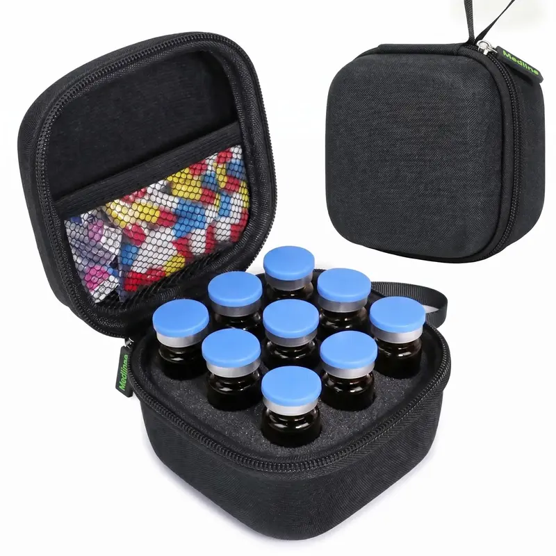 9-Slot Peptide Case for Fridge, Vial Holder Protector, 10ml