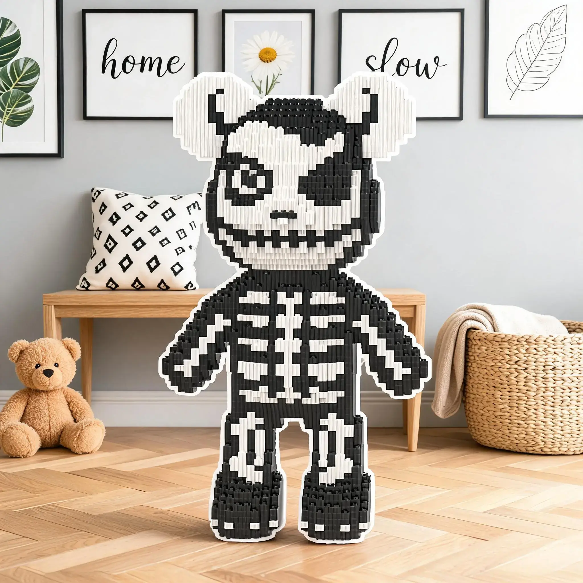 New 7709pcs Halloween Skull Skeleton Lucky Bear 3D Interlocking DIY Construction Puzzle Building Block Creative Decoration Art Puzzles Gift Puzzle Blocks for Birthday/halloween/festivals