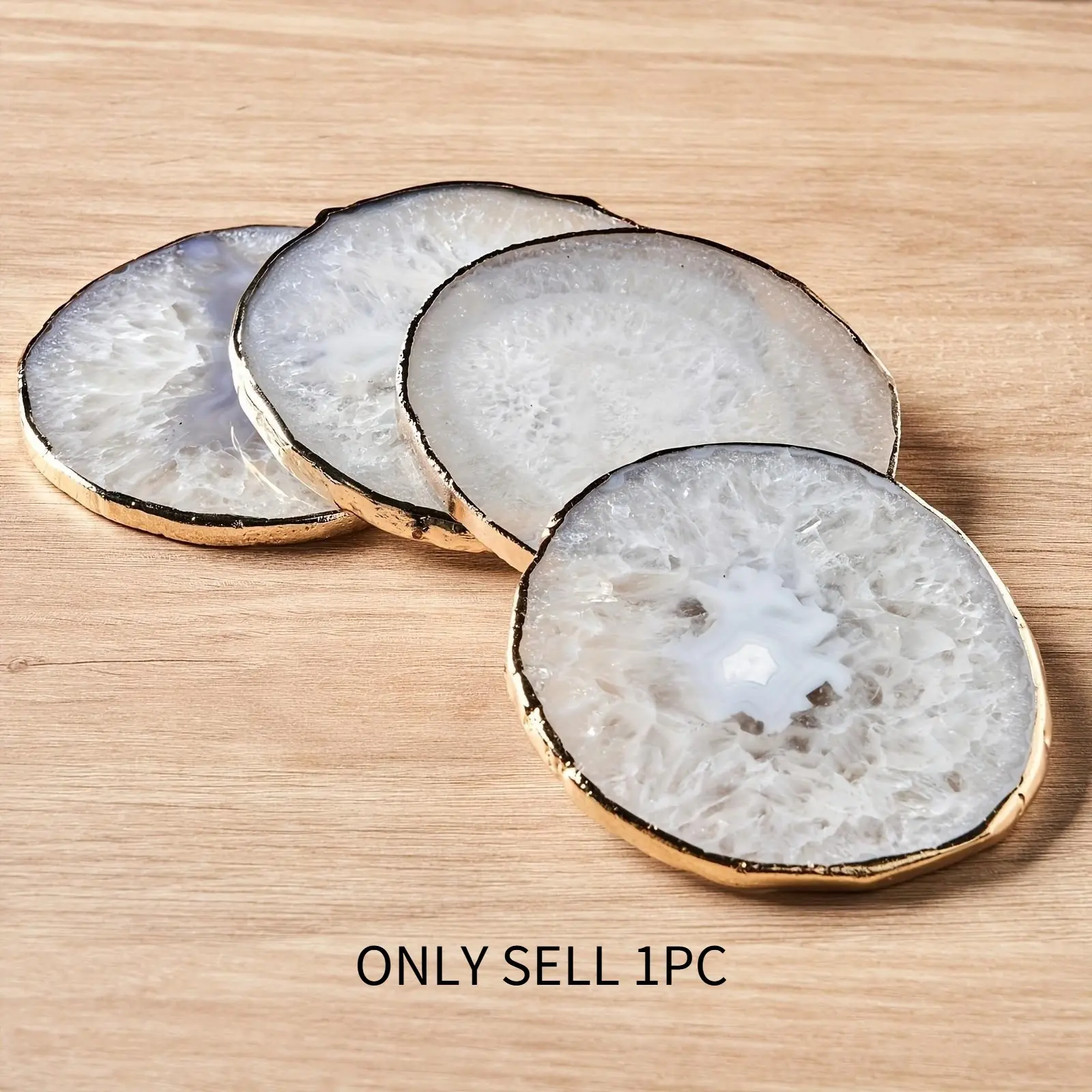 Agate Coaster with Edge, Handmade Natural Crystal Gem Coffee Coaster, Coasters for Drinks, Kitchen Coasters, Perfect Gift for Weddings, Birthdays, Christmas