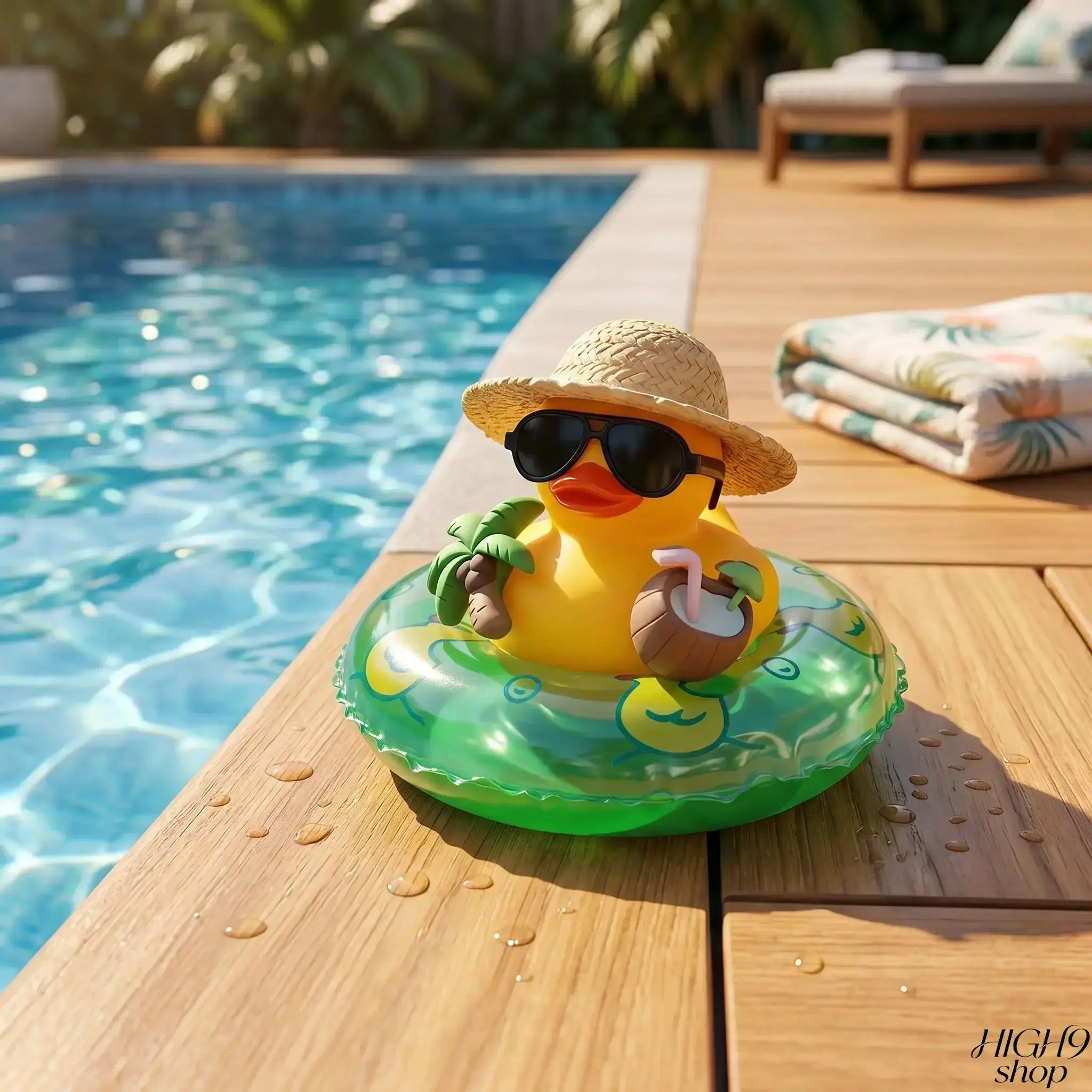 Tropical Duck Figurine With Coconuts And Buoy, Non-Slip PVC Desktop & Car Decor, Whimsical Summer Ornament, Funny Creative Gift For Friends, Coworkers And Adults For All Occasions