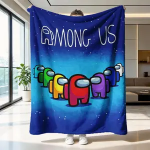 Among Us Flannel Blanket, Soft and Skin-Friendly, Warm Sofa Bedroom Nap Blanket, Multi-Scene Use, Cozy and Comfortable, Soft Blankets