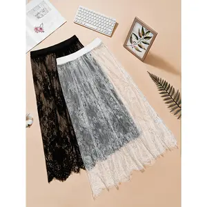 Set of Two Women'S Spring And Summer Mesh Skirts, Layered Lace Underskirts, White Lining Skirts