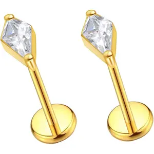 G23 Titanium 16g 18g 20g Flat  Studs Earrings | F136 Implant Grade Titanium Press Fit Threadless Push in Labret Cartilage Helix Lip Monroe Tragus Conch