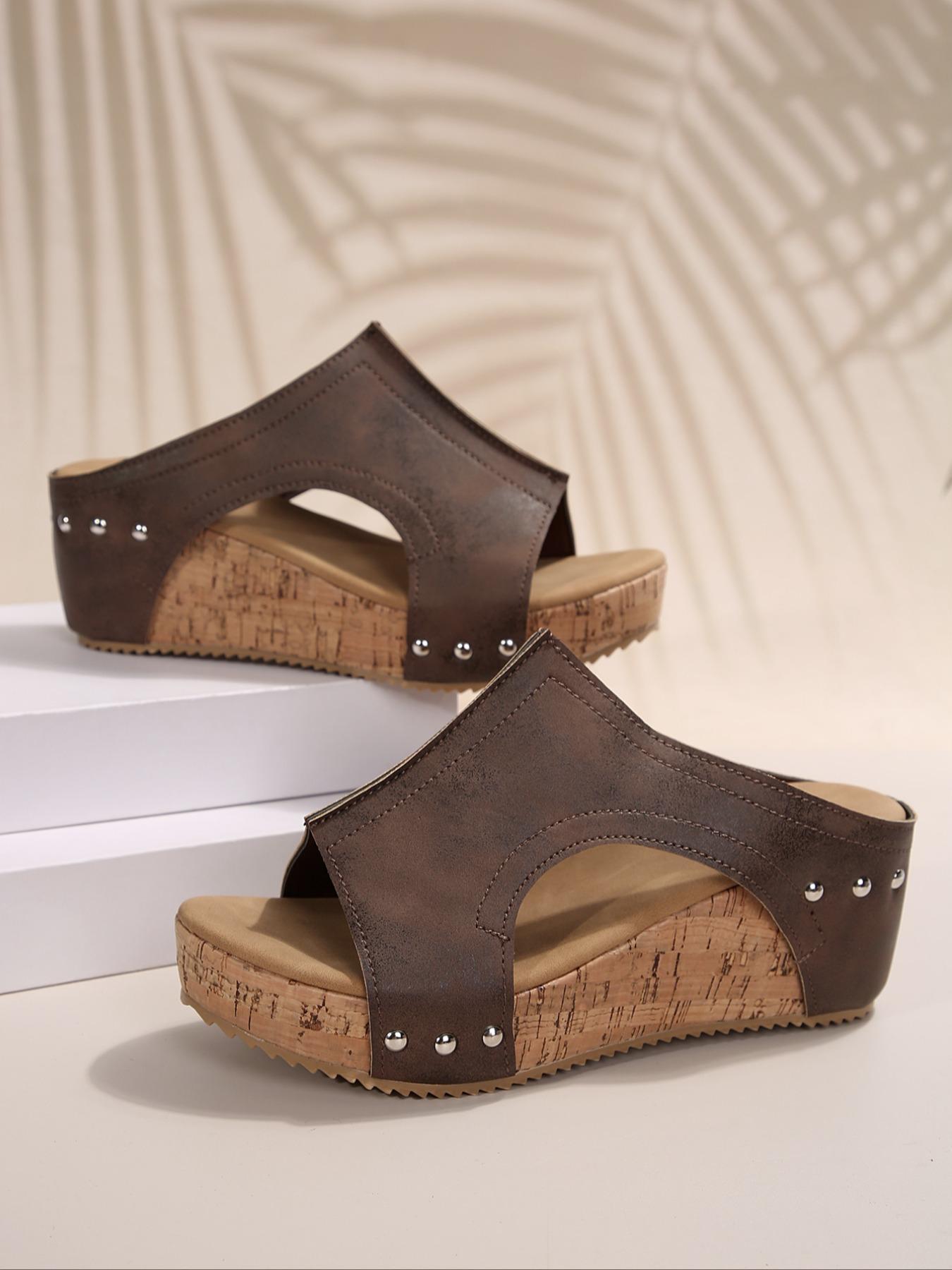 Women's Fashionable Solid Color Platform Sandals, Casual Comfortable Wedge Sandals for Summer, Lightweight Breathable Shoes for Daily Wear Footwear