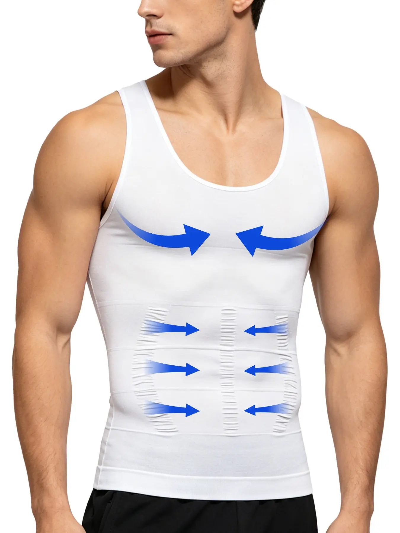 Men's Seamless Compression Shapewear Tank Top Casual, Waist Cinching Tight Fit Shirt, Quick-Dry Breathable Summer Workout Muscle Vest