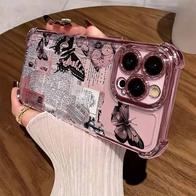 Black Butterfly National Style High End Phone Case for iPhone 17 16 15 14 13 12 11 Pro Plus Air Full Corner Protection Drop Proof Durable Shockproof Aesthetic Design Protective Cover for iPhone Samsung
